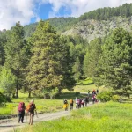 Τα πρώτα χιλιόμετρα της διαδρομής μέσα στα δάση του Σμόλικα, με την ομάδα να ανηφορίζει προς το καταφύγιο. Δρακόλιμνη Σμόλικα